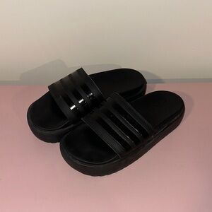 adidas Black Striped Slide Sandals